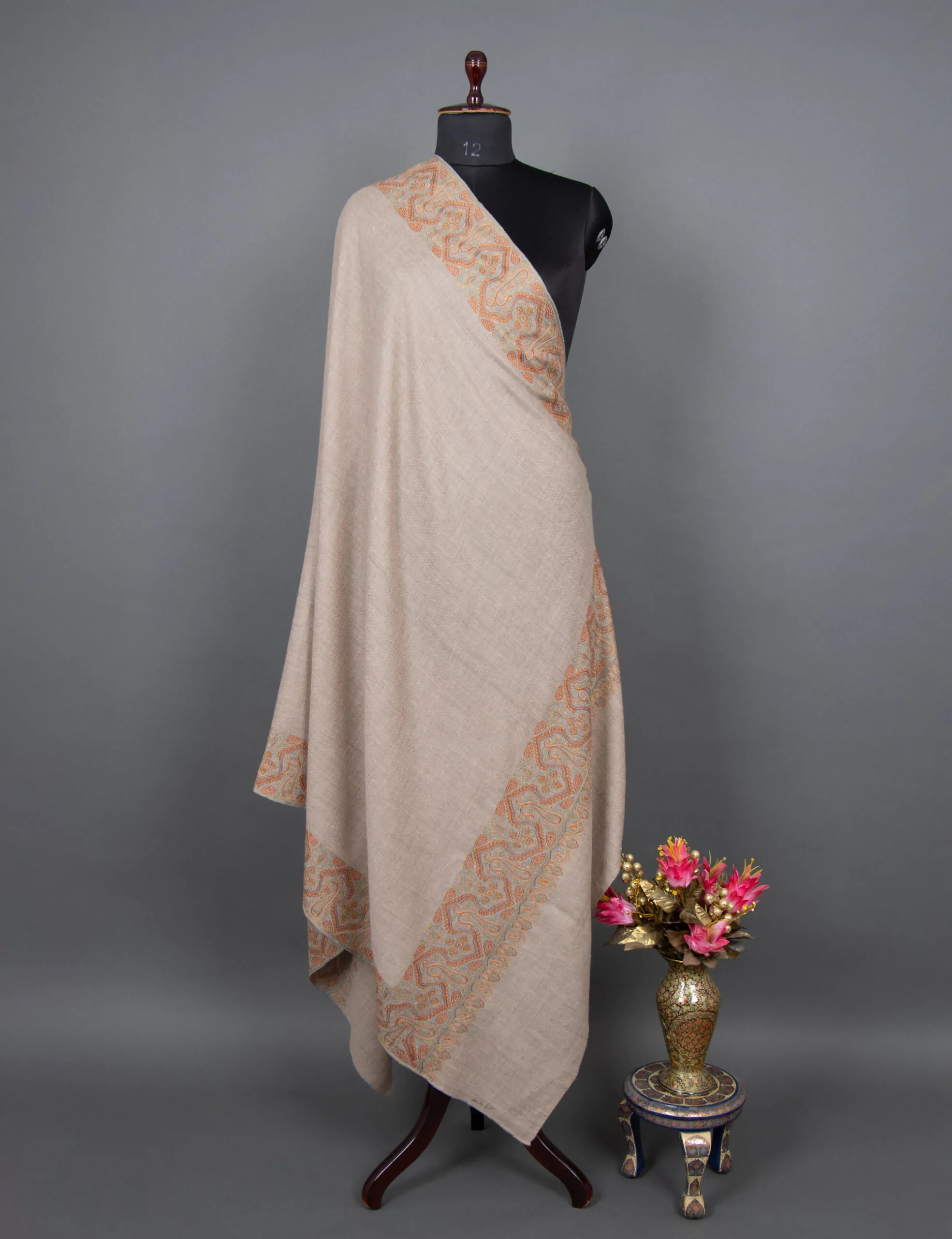 Desert Bloom Embroidered Wedding Shawl