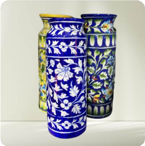 Blue Pottery Bottle Vase