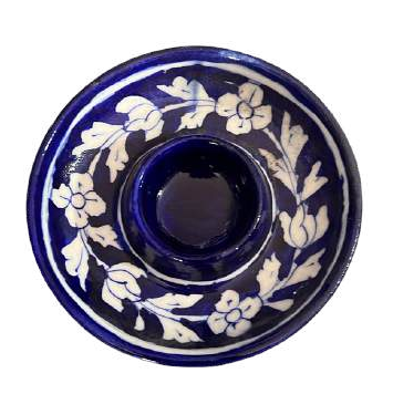 Blue Pottery Candle & Incense Holder