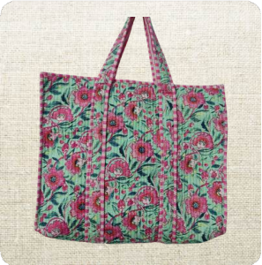 Quilted Tote Bag with Zip