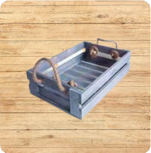 Wooden Basket with Jute Rope